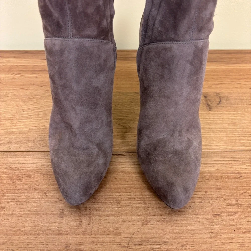 KAREN MILLEN Over-the-Knee Suede Boots Taupe Women Size 36 Stiletto Pointed Toe